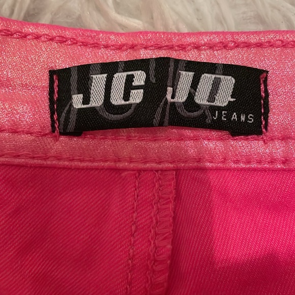 Hot Pink Shiny High Waisted Pants - Picture 3 of 5